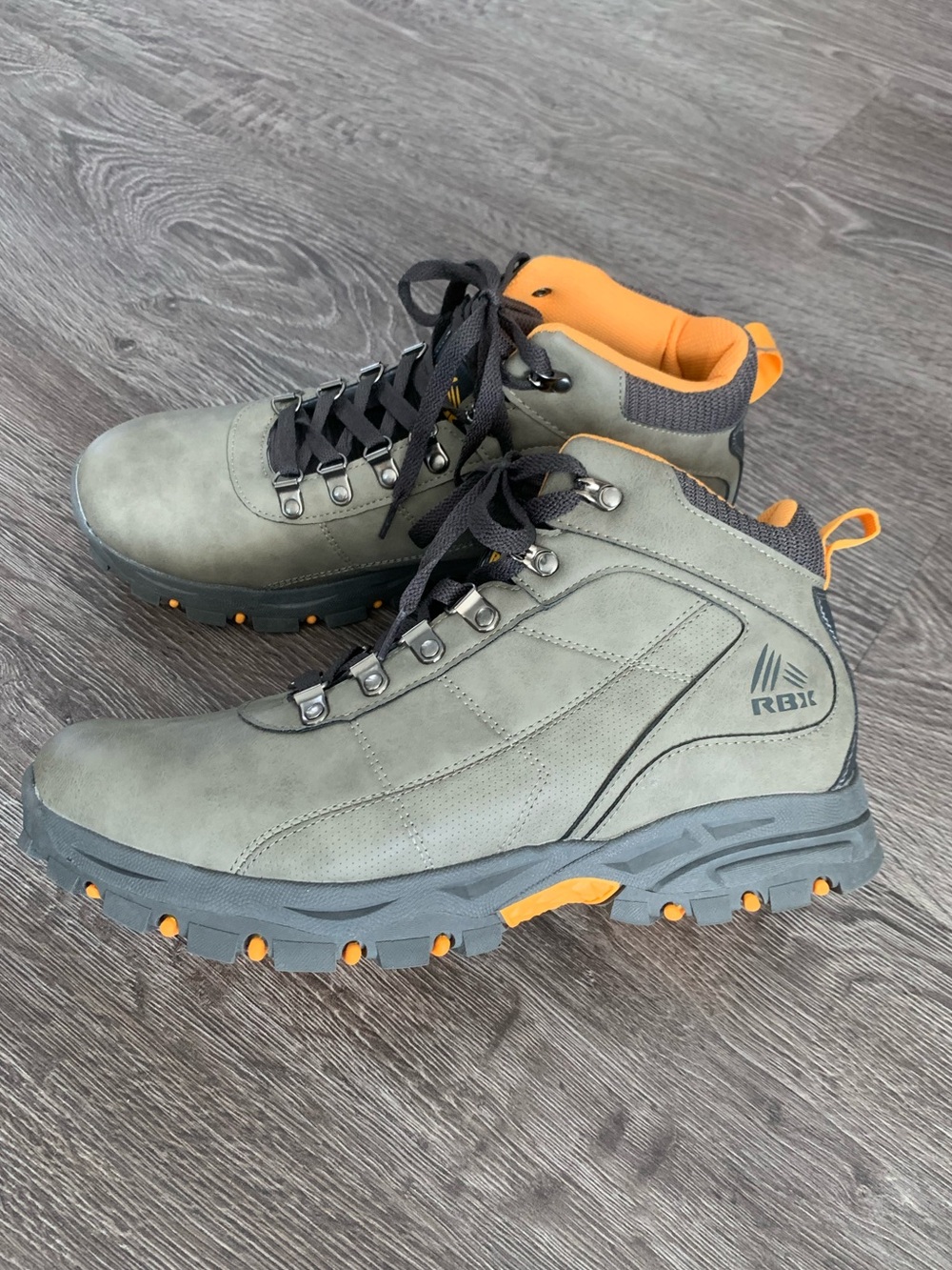 RBX Men's Olive Gray Hiking Boots with Orange Accent